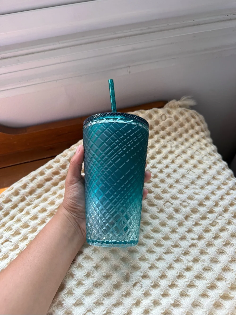 Starbucks Teal 15oz Diamond-Texture Reusable Cold Cup
